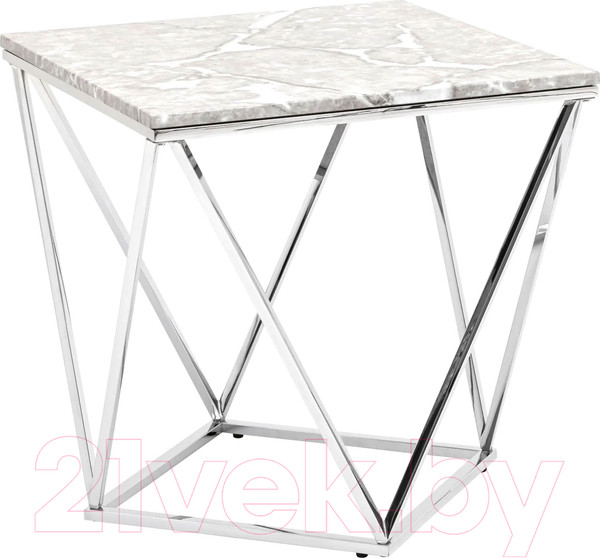 Изображение товара Журнальный столик Stool Group Авалон 61x61 / ECT-0551 (серый мрамор/сталь серебристый)