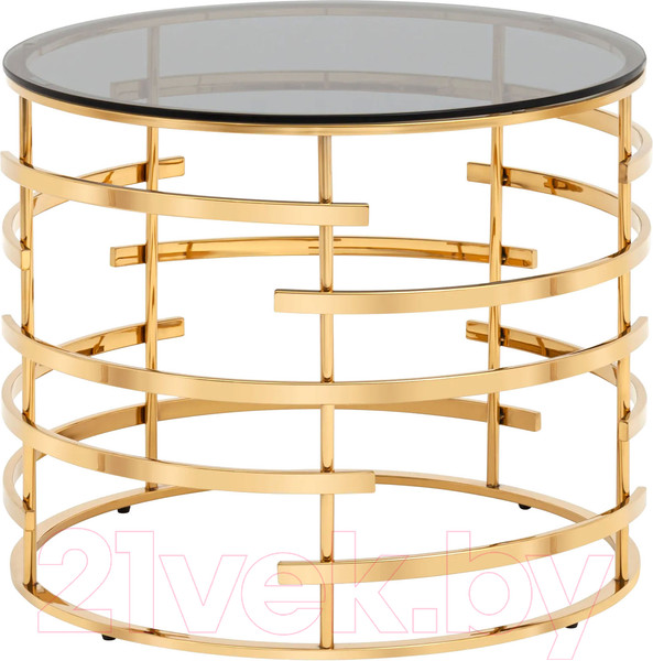 Изображение товара Журнальный столик Stool Group Инфлюэнс 60x60 / EET-181-TG (стекло Smoke/сталь золото)