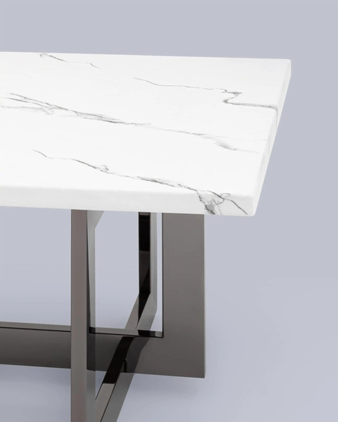 Изображение товара Журнальный столик Stool Group Нэйтан 122x61 / ECT-0106-GM (белый мрамор/сталь темный хром)