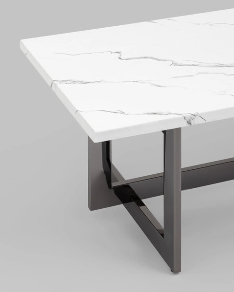 Изображение товара Журнальный столик Stool Group Нэйтан 122x61 / ECT-0106-GM (белый мрамор/сталь темный хром)