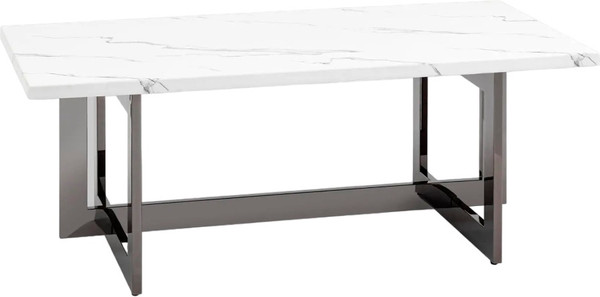 Изображение товара Журнальный столик Stool Group Нэйтан 122x61 / ECT-0106-GM (белый мрамор/сталь темный хром)