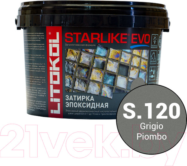 Изображение товара Фуга эпоксидная Litokol Starlike Evo S.120 (1кг, свинец)