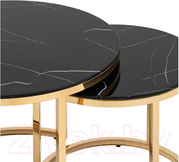 Изображение товара Комплект журнальных столиков Stool Group Селена / EET-131-2S-TG Black (стекло черный мрамор/золото)