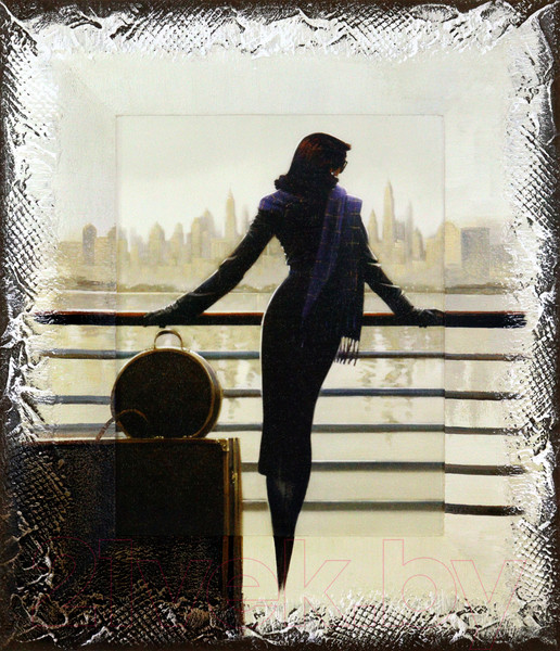 Изображение товара Картина Декарт Дама на причале с чемоданом 8Л0626 (в раме)