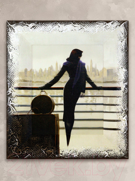 Изображение товара Картина Декарт Дама на причале с чемоданом 8Л0626 (в раме)