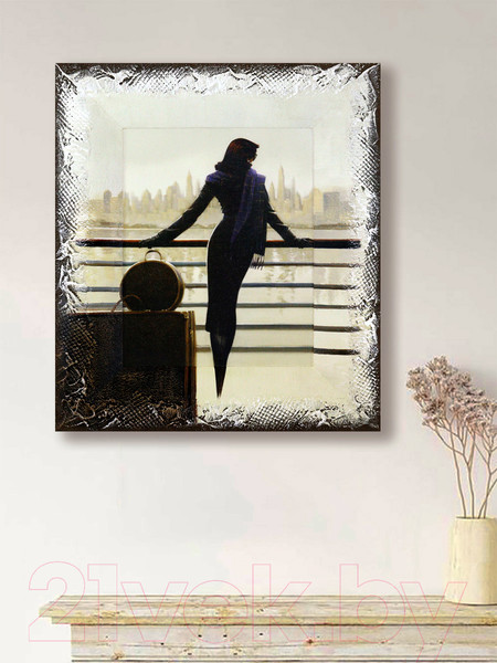 Изображение товара Картина Декарт Дама на причале с чемоданом 8Л0626 (в раме)