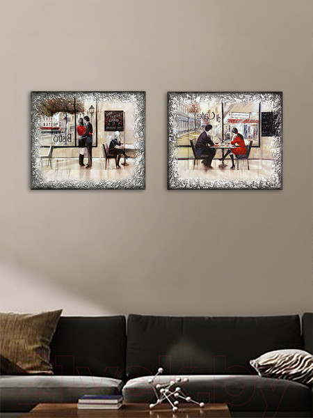 Изображение товара Картина Декарт Пара в кафе 8Л2744 (в раме)
