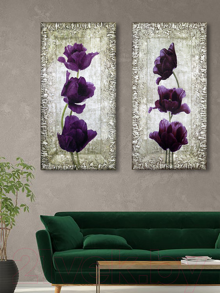 Изображение товара Картина Декарт Фиолетовые тюльпаны-2 8Л0009 (в раме)
