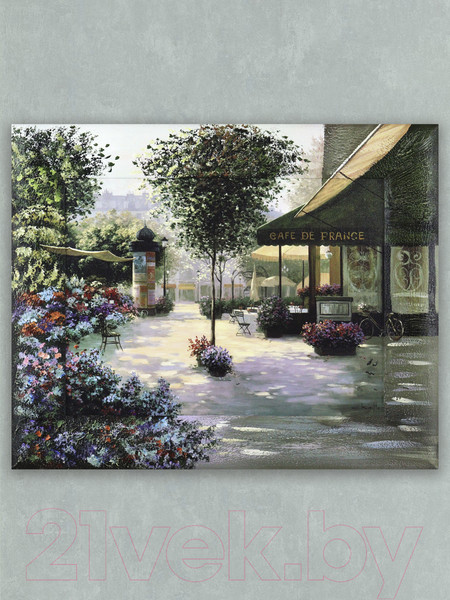 Изображение товара Картина Декарт Зеленый дворик с цветами и кафе-2 8Л0120 (в раме)