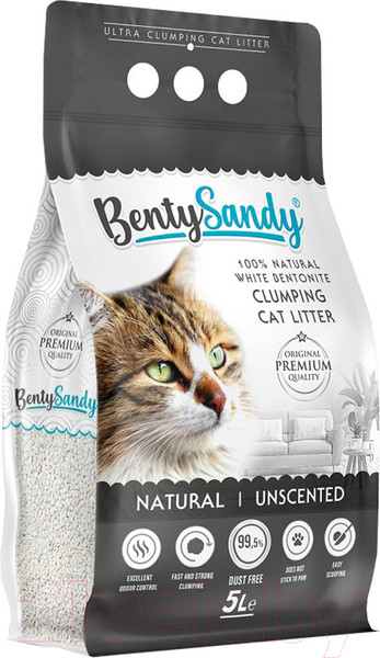 Изображение товара Наполнитель для туалета BentySandy Бентонит комкующийся Natural Color Granules (5л/4.35кг)