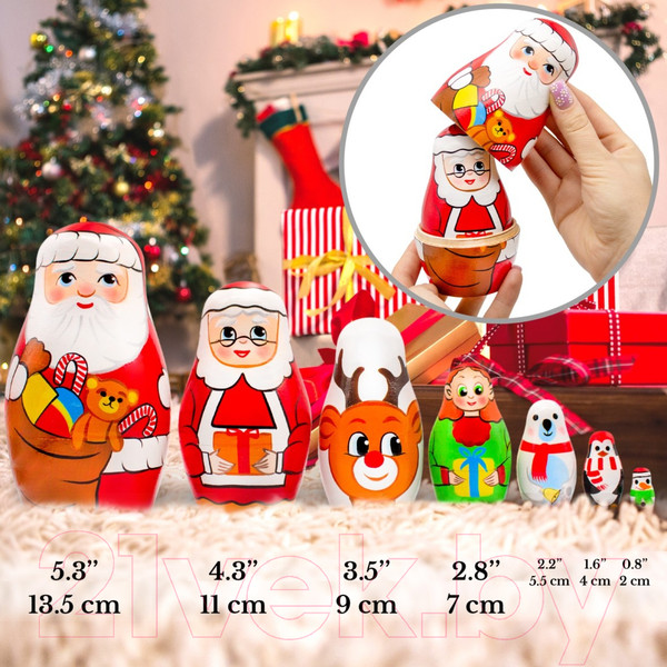Изображение товара Матрешка сувенирная Брестская Фабрика Сувениров Матрешка Санта Клаус и друзья / 7169