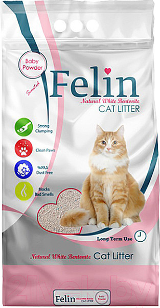 Изображение товара Наполнитель для туалета Felin Бентонит комкующийся Baby Powder (5л)