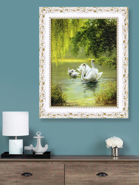 Изображение товара Картина Декарт Лебеди на озере 8Л2921 (в раме)