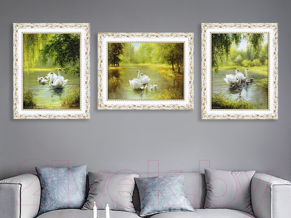 Изображение товара Картина Декарт Лебеди на озере 8Л2921 (в раме)