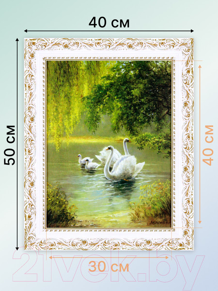Изображение товара Картина Декарт Лебеди на озере 8Л2921 (в раме)