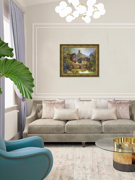 Изображение товара Картина Декарт Дома и мост 8Л0912 (в раме)