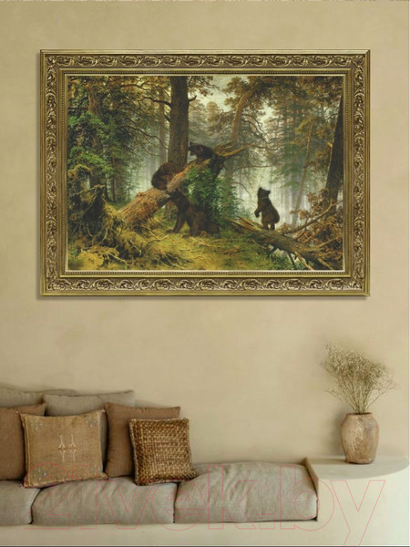 Изображение товара Картина Декарт Утро в сосновом лесу Шишкин 8Л2880 (в раме)