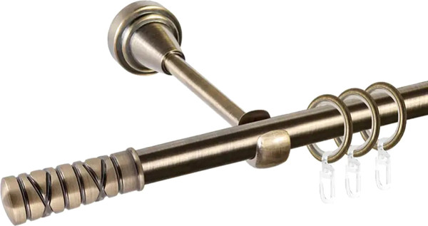 Изображение товара Карниз для штор АС ФОРОС Prime D16Г + наконечники Торино (2.4м, антик)