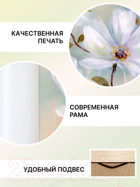 Изображение товара Картина Декарт Абстракиця ветвь белых цветов-1 8Л3004 (в раме)