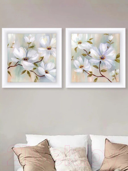 Изображение товара Картина Декарт Абстракиця ветвь белых цветов-1 8Л3004 (в раме)