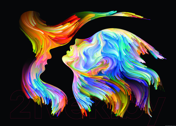 Изображение товара Картина Декарт Абстракция цветнвые лица-2 8Л2937 (в раме)