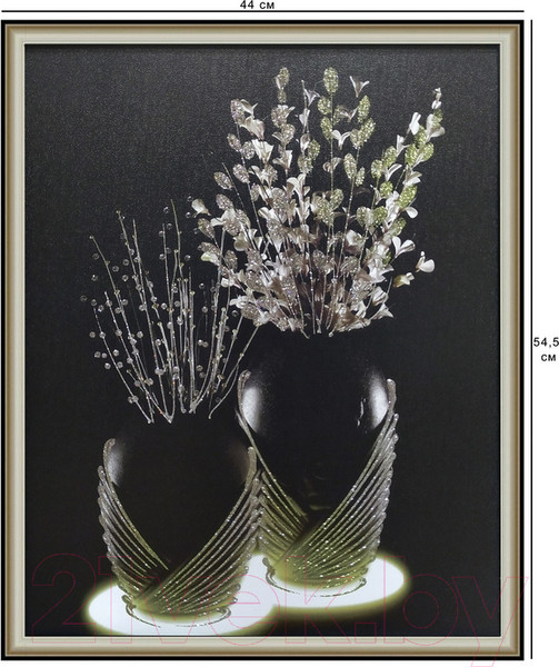 Изображение товара Картина Декарт Белые цветы в черной вазе-2 8Л2393 (в раме)