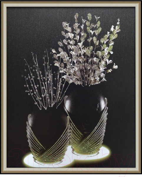 Изображение товара Картина Декарт Белые цветы в черной вазе-2 8Л2393 (в раме)