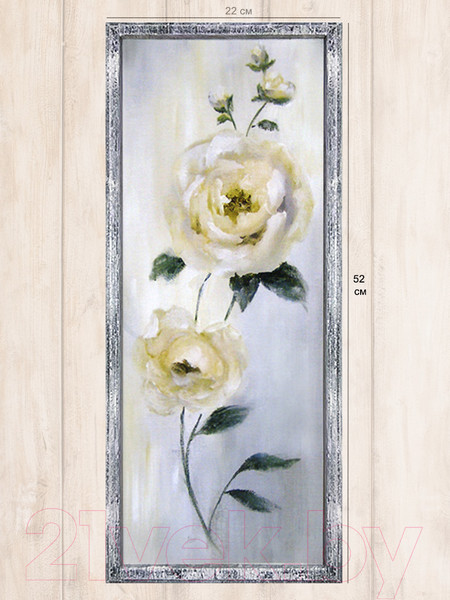 Изображение товара Картина Декарт Белые цветы розы акварелью-1 8Л3399 (в раме)