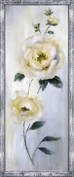 Изображение товара Картина Декарт Белые цветы розы акварелью-1 8Л3399 (в раме)