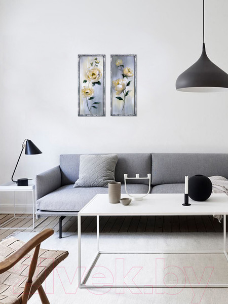 Изображение товара Картина Декарт Белые цветы розы акварелью-1 8Л3399 (в раме)