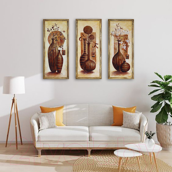 Изображение товара Картина Декарт Коричневая ваза в полоску-2 8Л3454 (в раме)