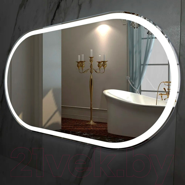 Изображение товара Зеркало Пекам Iva 1 90x45 / Iva1-90x45 (c подсветкой, с механической клавишей включения)