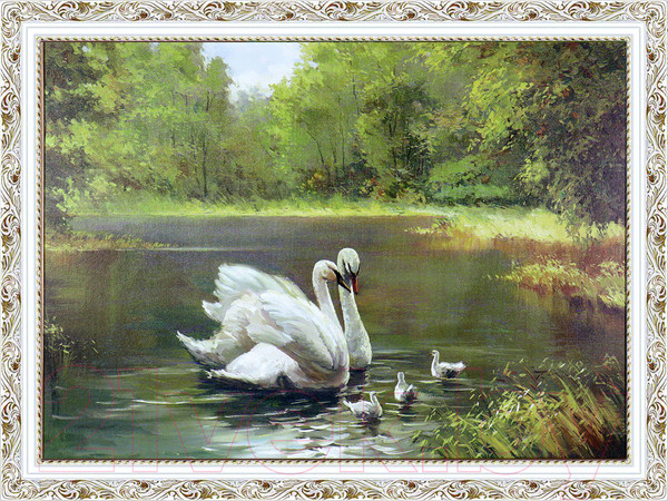 Изображение товара Картина Декарт Лебеди на озере 8Л2929 (в раме)