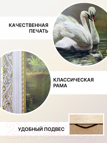 Изображение товара Картина Декарт Лебеди на озере 8Л2929 (в раме)