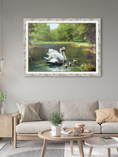 Изображение товара Картина Декарт Лебеди на озере 8Л2929 (в раме)