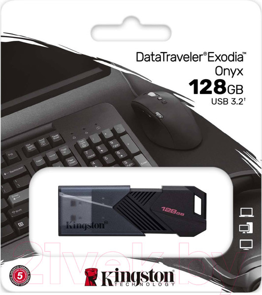 Изображение товара USB flash накопитель Kingston DataTraveler Exodia Onyx 128GB (DTXON/128GB) (черный)