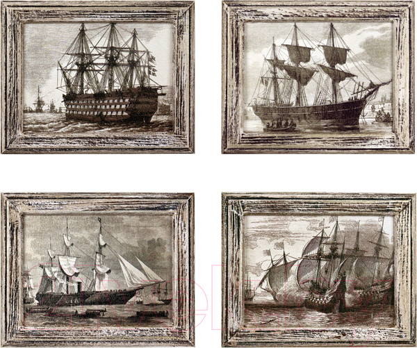 Изображение товара Картины Декарт Гравюры Парусные корабли 8Л3332 (4шт)