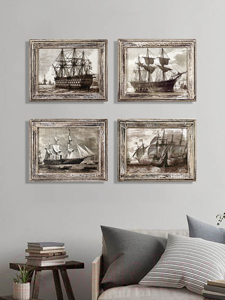 Изображение товара Картины Декарт Гравюры Парусные корабли 8Л3332 (4шт)