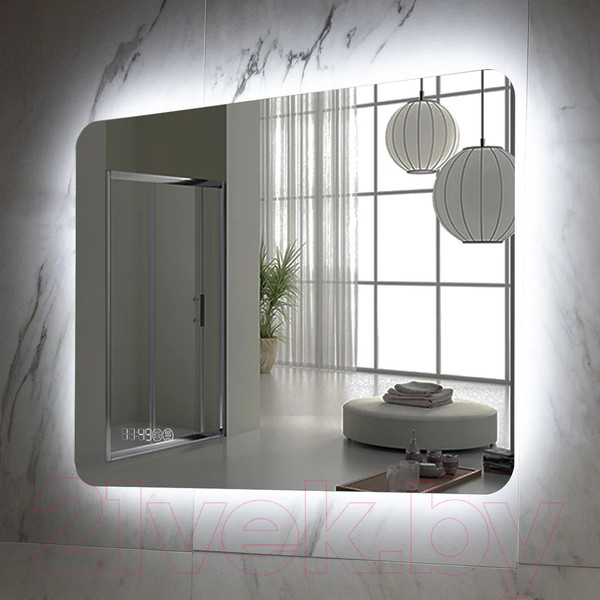 Изображение товара Зеркало Пекам MartaFly 140x80 / MartaFly-140x80spcl (подсветка, двойной сенсор, подогрев, часы)