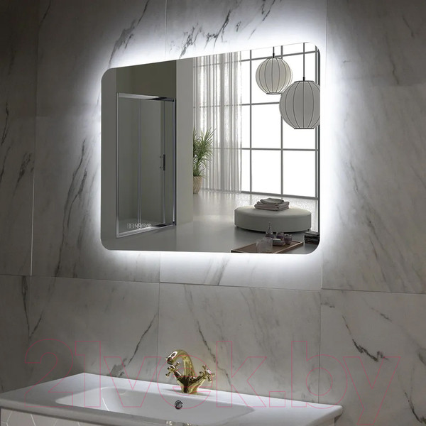 Изображение товара Зеркало Пекам MartaFly 140x80 / MartaFly-140x80spcl (подсветка, двойной сенсор, подогрев, часы)