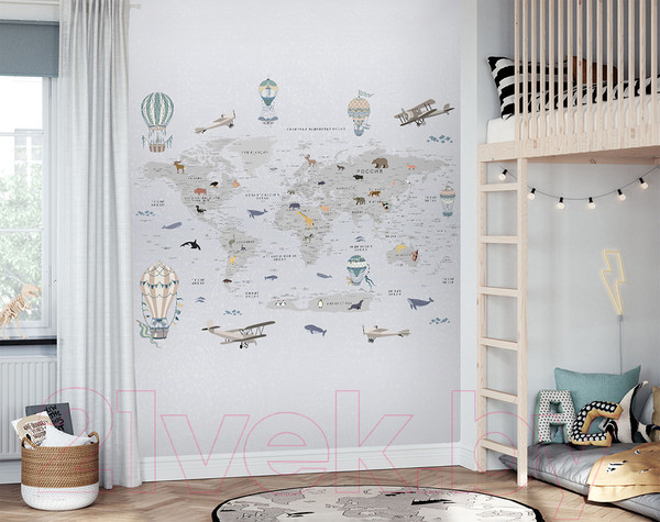Изображение товара Фотообои листовые Vimala Познавательная карта мира 2 (270x200)