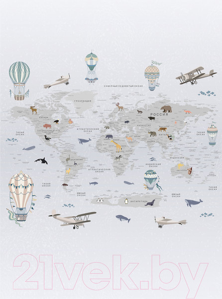 Изображение товара Фотообои листовые Vimala Познавательная карта мира 2 (270x200)