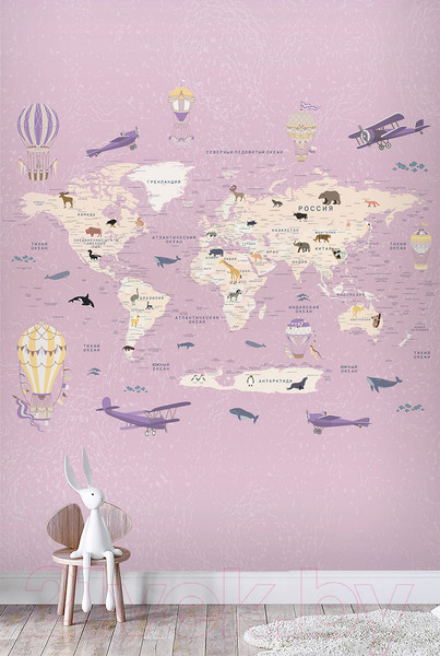 Изображение товара Фотообои листовые Vimala Познавательная карта мира 3 (270x200)