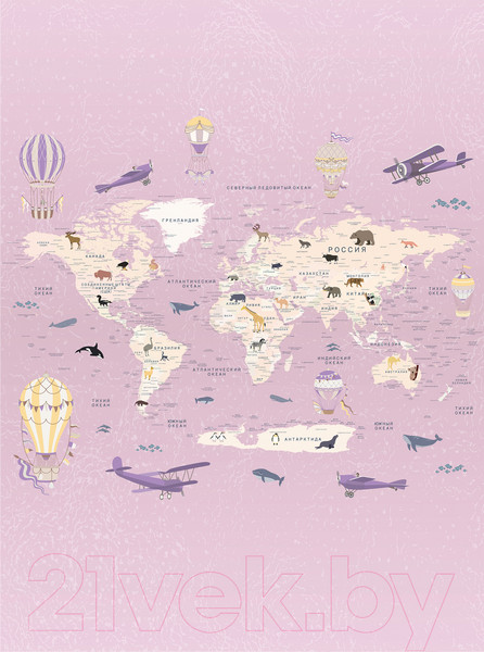 Изображение товара Фотообои листовые Vimala Познавательная карта мира 3 (270x200)
