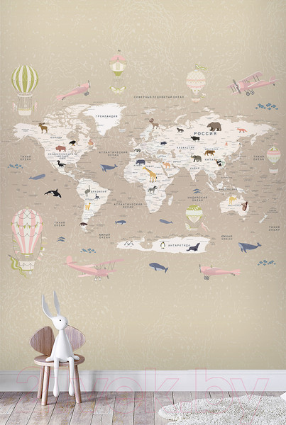 Изображение товара Фотообои листовые Vimala Познавательная карта мира 4 (270x200)