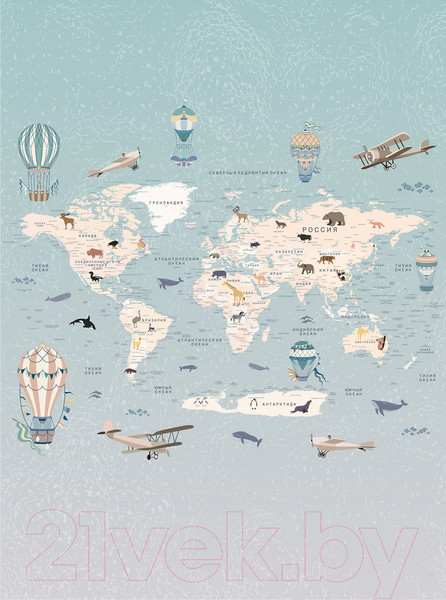 Изображение товара Фотообои листовые Vimala Познавательная карта мира 5 (270x200)