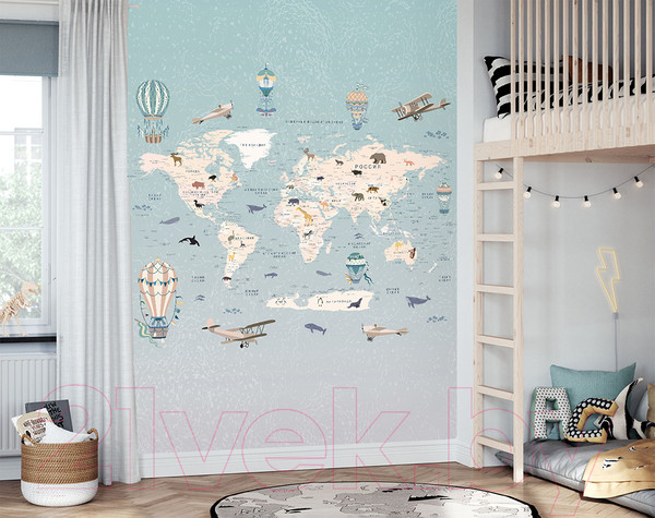 Изображение товара Фотообои листовые Vimala Познавательная карта мира 5 (270x200)