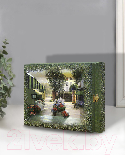 Изображение товара Ключница настенная Декарт Зеленый дворик с цветами и кафе 8Л0647