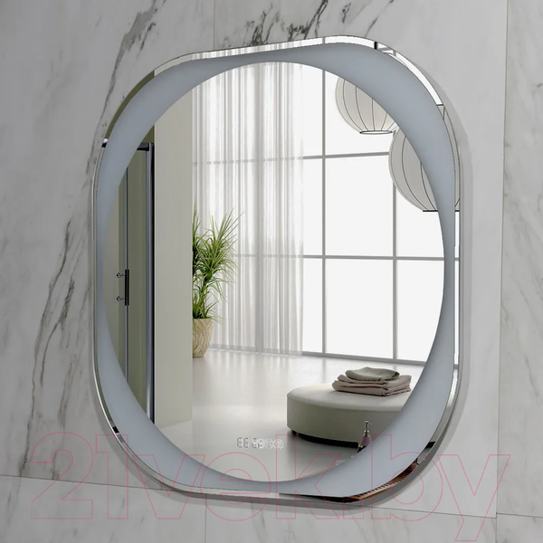Изображение товара Зеркало Пекам Anna 80x80 / anna-80x80spcl (подсветка, двойной сенсор на прикосновение, подогрев, часы)