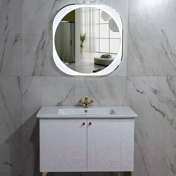 Изображение товара Зеркало Пекам Anna 80x80 / anna-80x80spcl (подсветка, двойной сенсор на прикосновение, подогрев, часы)